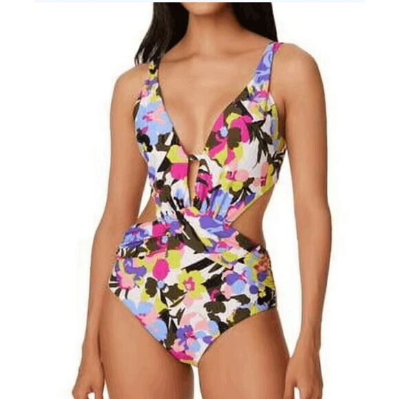 Bar III NWT size Small one piece cut out swimsuit - paradise garden - Picture 1 of 3